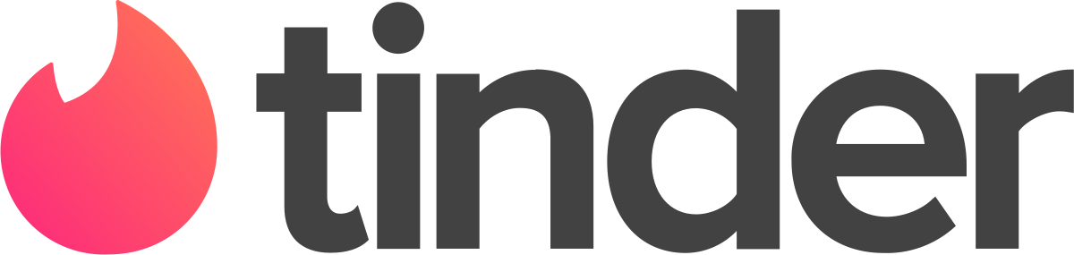 Logo for Tinder, featuring a red and orange flame icon to the left of the word "tinder" in dark gray lowercase letters.