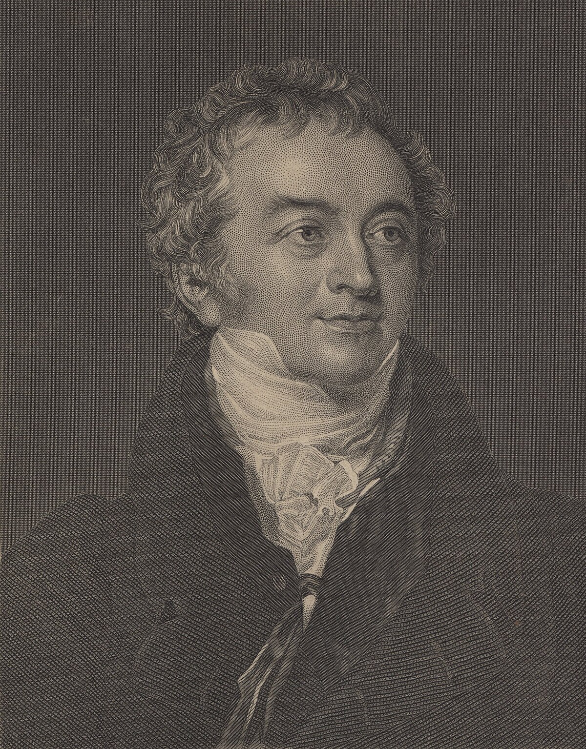 A portrait of Thomas Young, an English polymath, depicted in an engraving. He is shown from the chest up, looking to the right, wearing a dark coat and a white cravat.